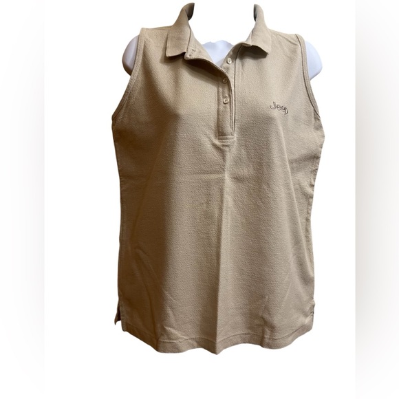 Jeep beige sleeveless polo shirt Size M - Picture 1 of 4